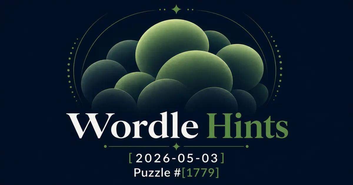 Illustrated cover for Wordle hints on May 3, 2026, puzzle #1779.