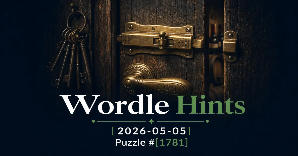 Illustrated cover for Wordle hints on May 5, 2026, puzzle #1781.