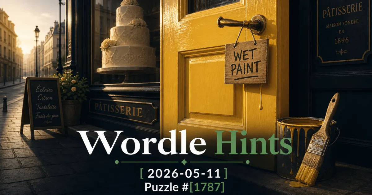 Illustrated cover for Wordle hints on May 11, 2026, puzzle #1787.