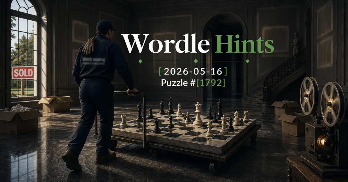 Illustrated cover for Wordle hints on May 16, 2026, puzzle #1792.